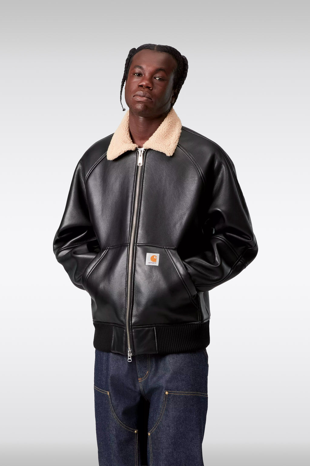 alt-image__Black-faux-shearling-bomber-jacket-with-fur-collar---Shepton-Jacket