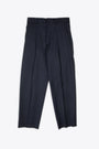 TROUSERS LARGE FIT SINGLE PLEATS-Blu 