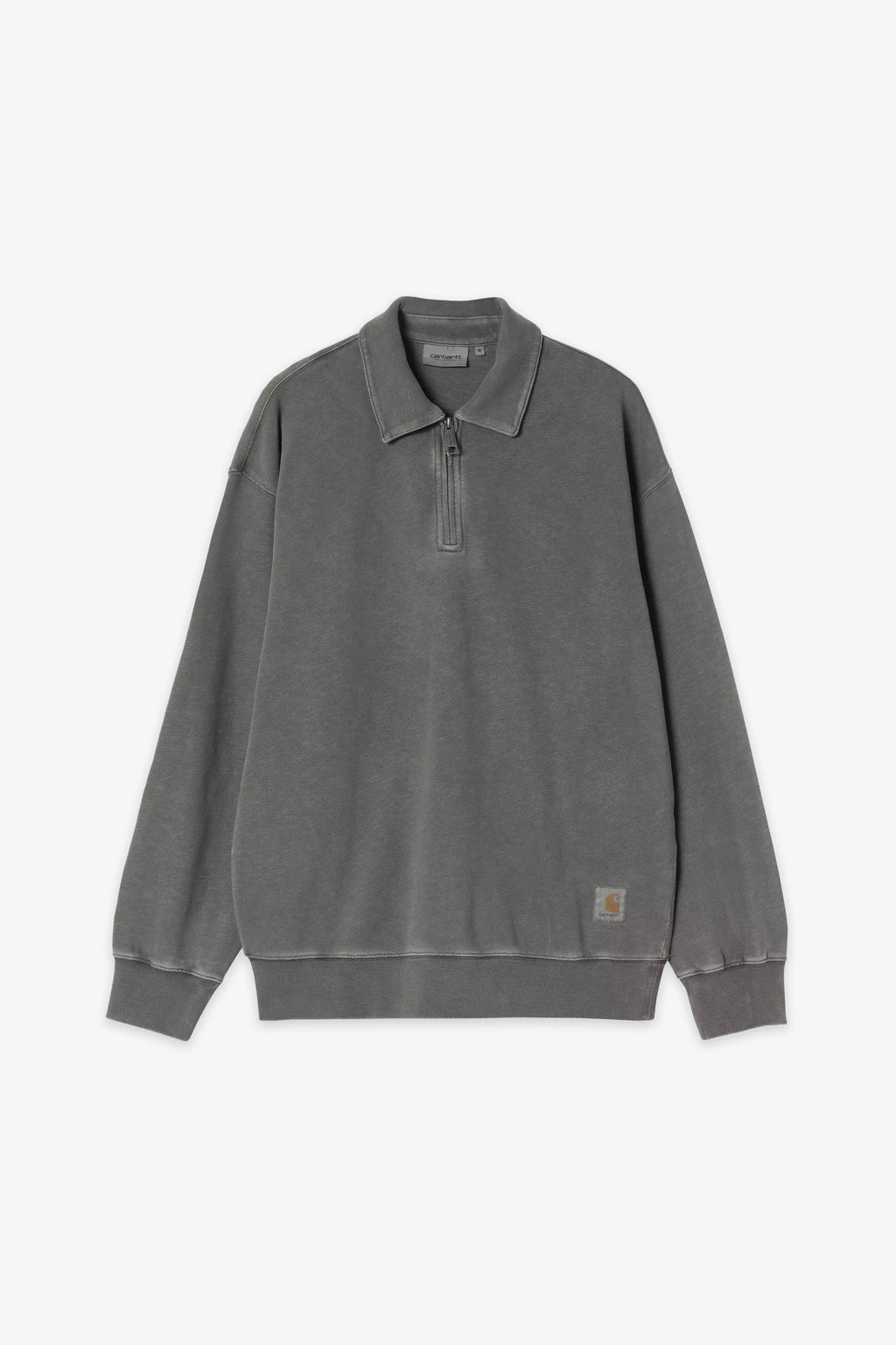 alt-image__Polo-grigia-in-felpa-di-cotone-tinto-in-capo-con-maniche-lunghe---Harper-Polo