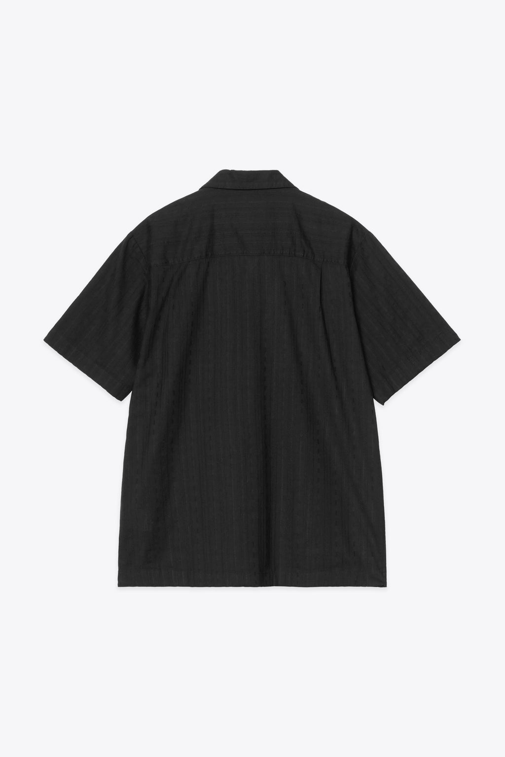 alt-image__Camicia-nera-in-cotone-a-righe-tono-su-tono-con-maniche-corte---S/S-Gareth-Shirt