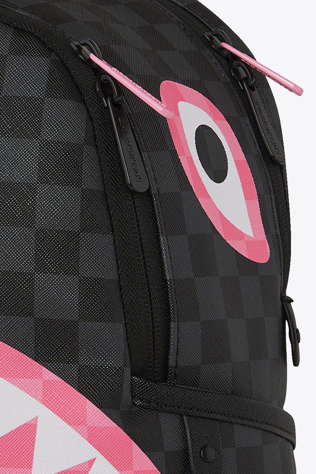 alt-image__Zaino-piccolo-in-pvc-a-scacchi-nero-e-rosa-con-bocca-shark---Pink-And-Black-Tear-Sip-Savage-Backpack
