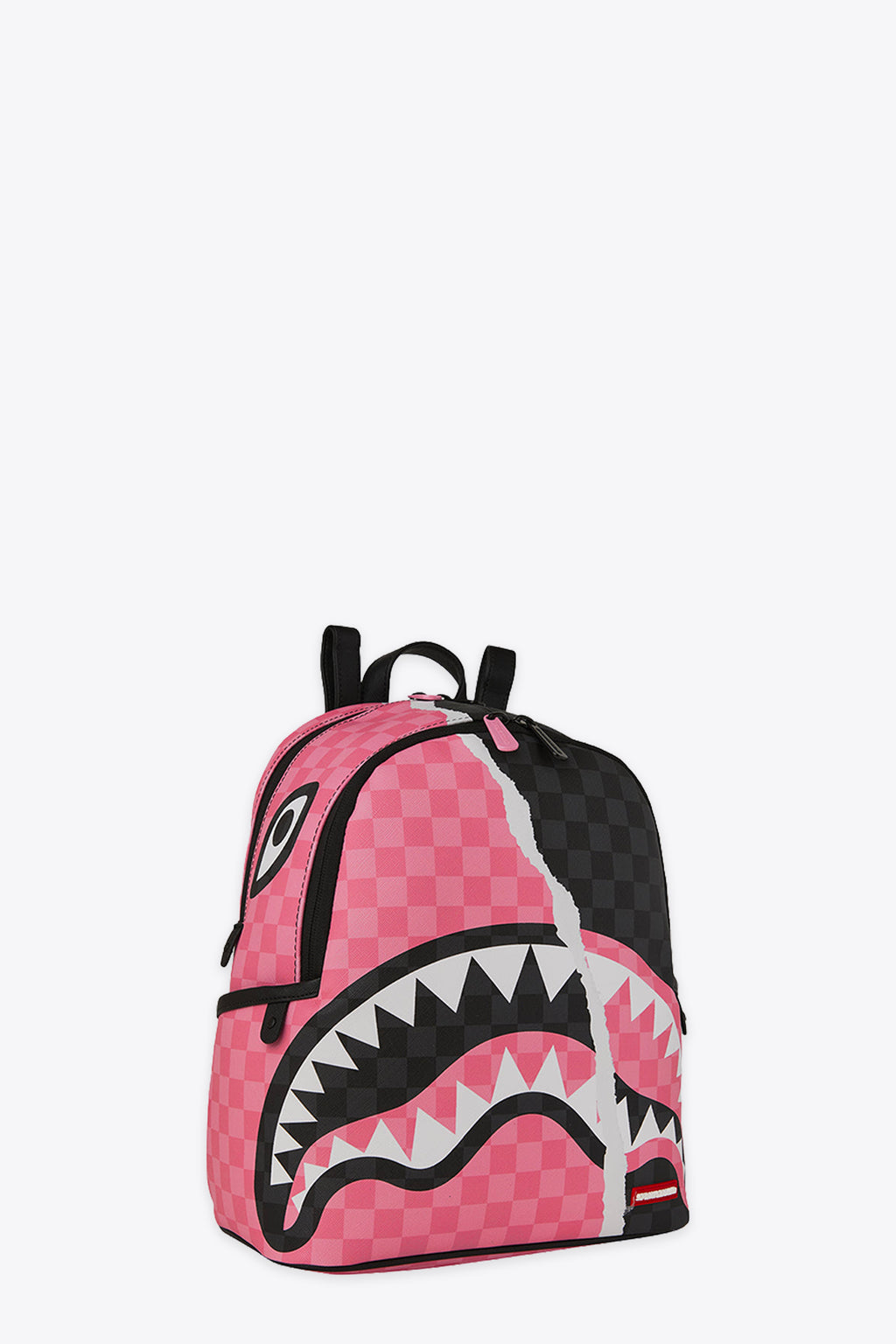 alt-image__Zaino-piccolo-in-pvc-a-scacchi-nero-e-rosa-con-bocca-shark---Pink-And-Black-Tear-Sip-Savage-Backpack
