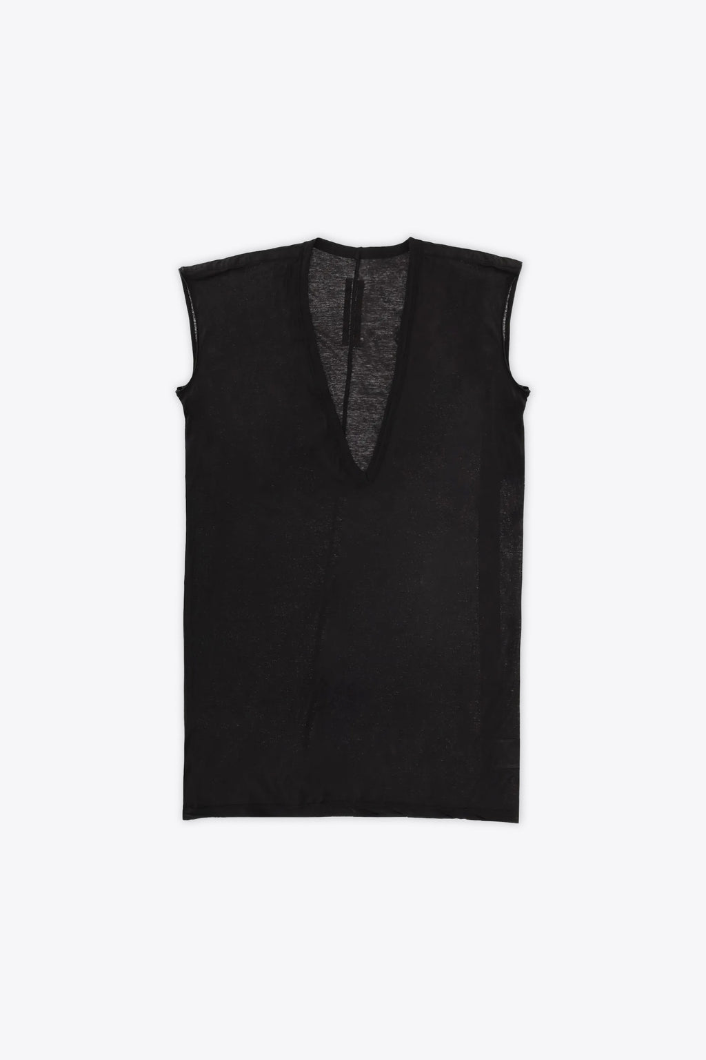 alt-image__T-shirt-smanicata-nera-in-garza-di-cotone-con-scollo-a-V-profondo---Dylan-T