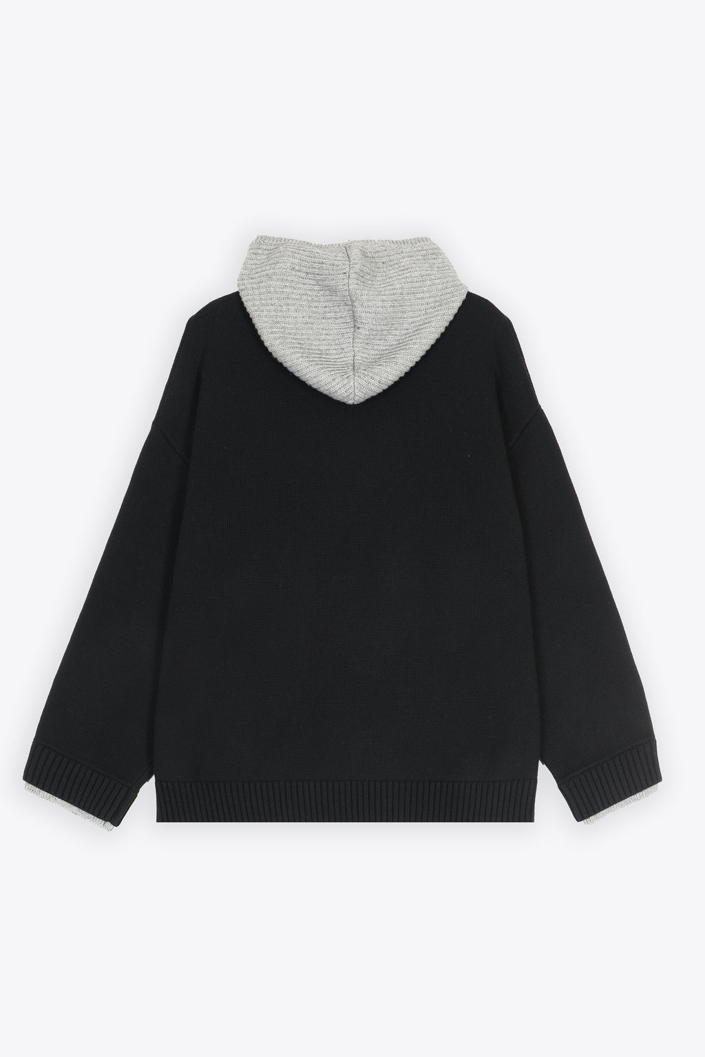 alt-image__Pullover-nero-in-misto-lana-con-cappuccio-grigio----Double-Layer-V-Neck-Knit-Sweater