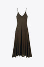 KNITTED TWIST DETAIL CUT-OUT MAXI DRESS-Marrone 