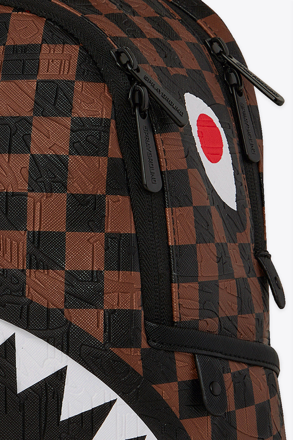 alt-image__Zaino-piccolo-in-pvc-a-scacchi-marrone-e-nero-con-bocca-shark----Check-2-Emboss-Savage-Backpack