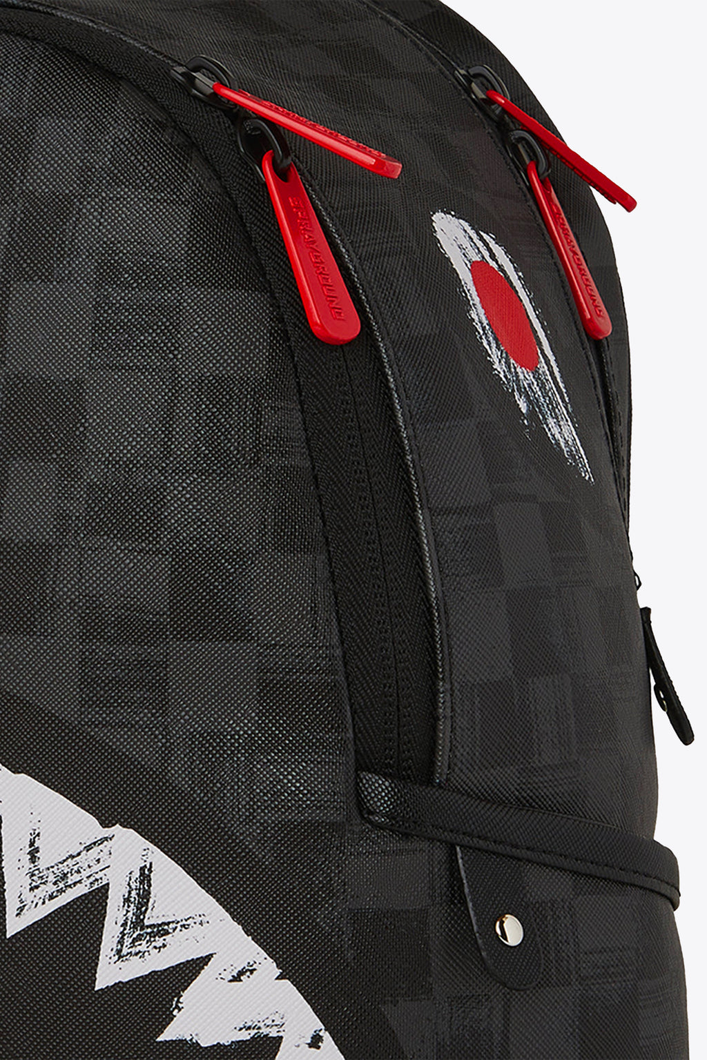 alt-image__Zaino-piccolo-in-pvc-a-scacchi-nero-con-bocca-shark---Scribble-Shark-Savage-Backpack