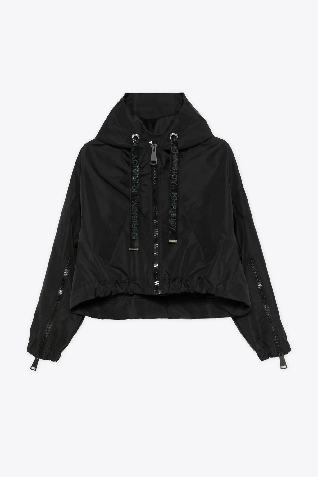 alt-image__Giacca-antivento-nera-in-nylon-opaco---Khris-Crop-Windbreaker