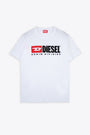 T-shirt bianca con maxi logo ricamato frontale - T Diegor Div 