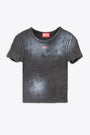 T-shirt nera in cotone a coste con sfumature metalliche - T Ele N1 