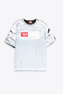 T-shirt bianca con coating e doppio logo frontale - T Ox 
