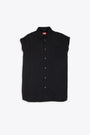 Black linen blend sleeveless shirt - S-Simens 