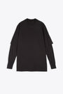 Black cotton layered t-shirt with long sleeves - Hustler T 