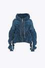 Medium blue denim hooded bomber jacket - Khris Cloud Denim 