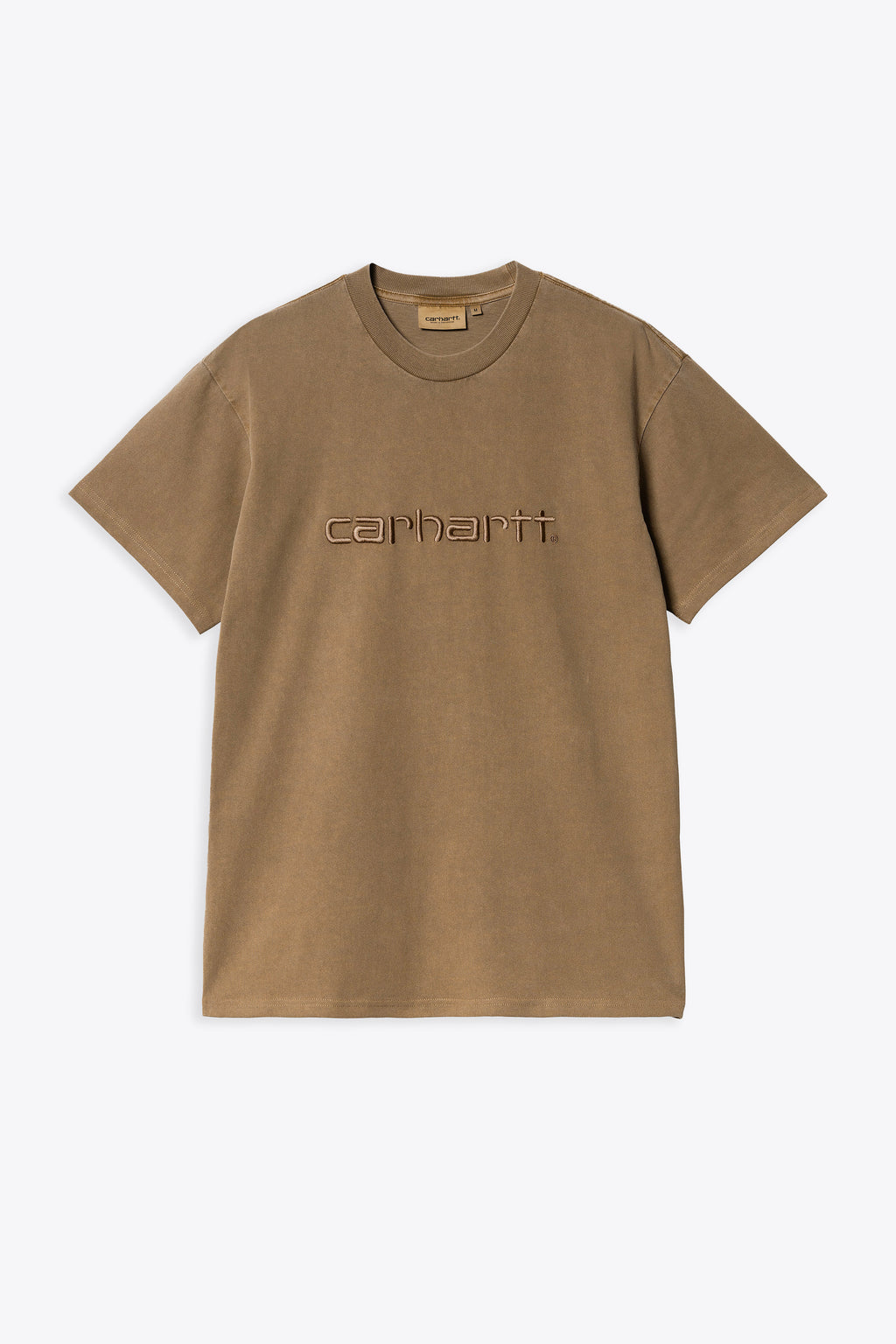 alt-image__T-shirt-in-cotone-lavato-marrone-con-logo-ricamato---S/S-Duster-T-Shirt