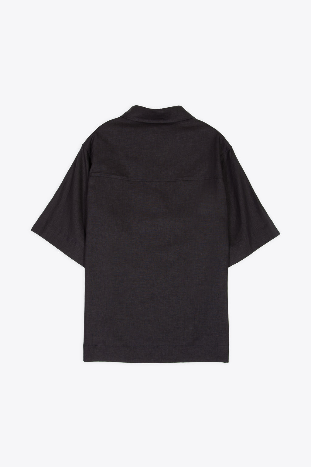 alt-image__Polo-nera-in-misto-lino-con-maniche-corte---Montursi