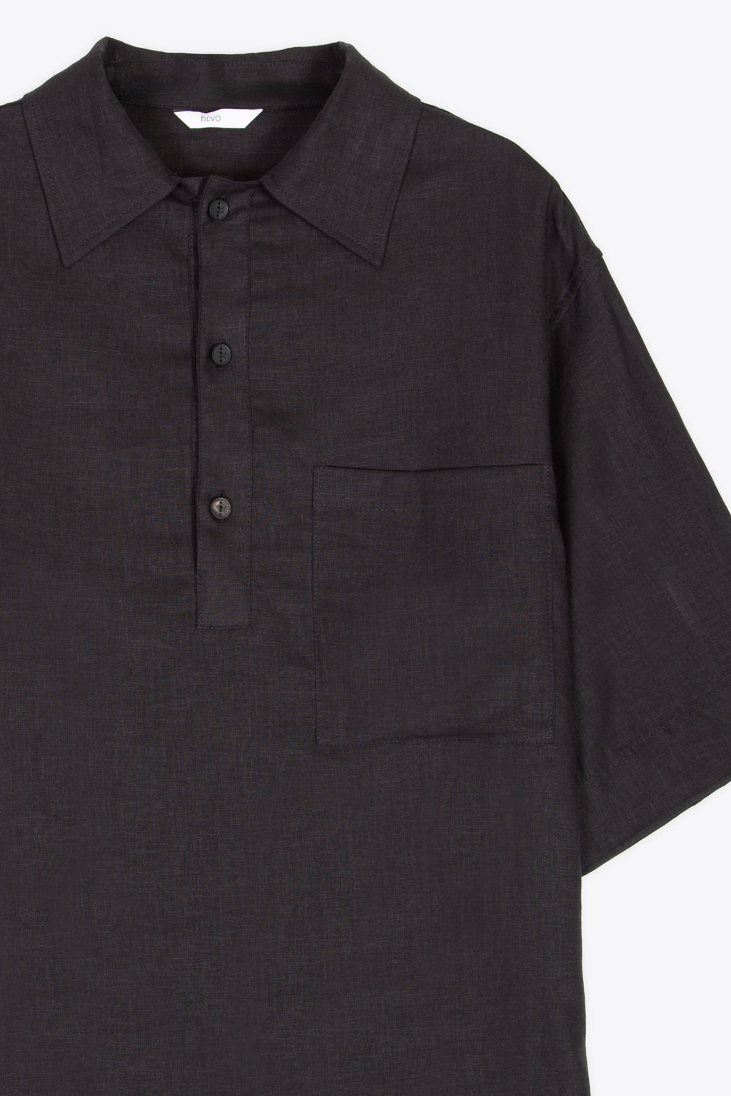 alt-image__Polo-nera-in-misto-lino-con-maniche-corte---Montursi