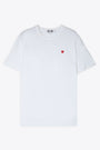 T-shirt bianca in cotone con cuore piccolo 