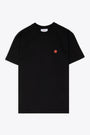 Black cotton t-shirt with red logo printed 