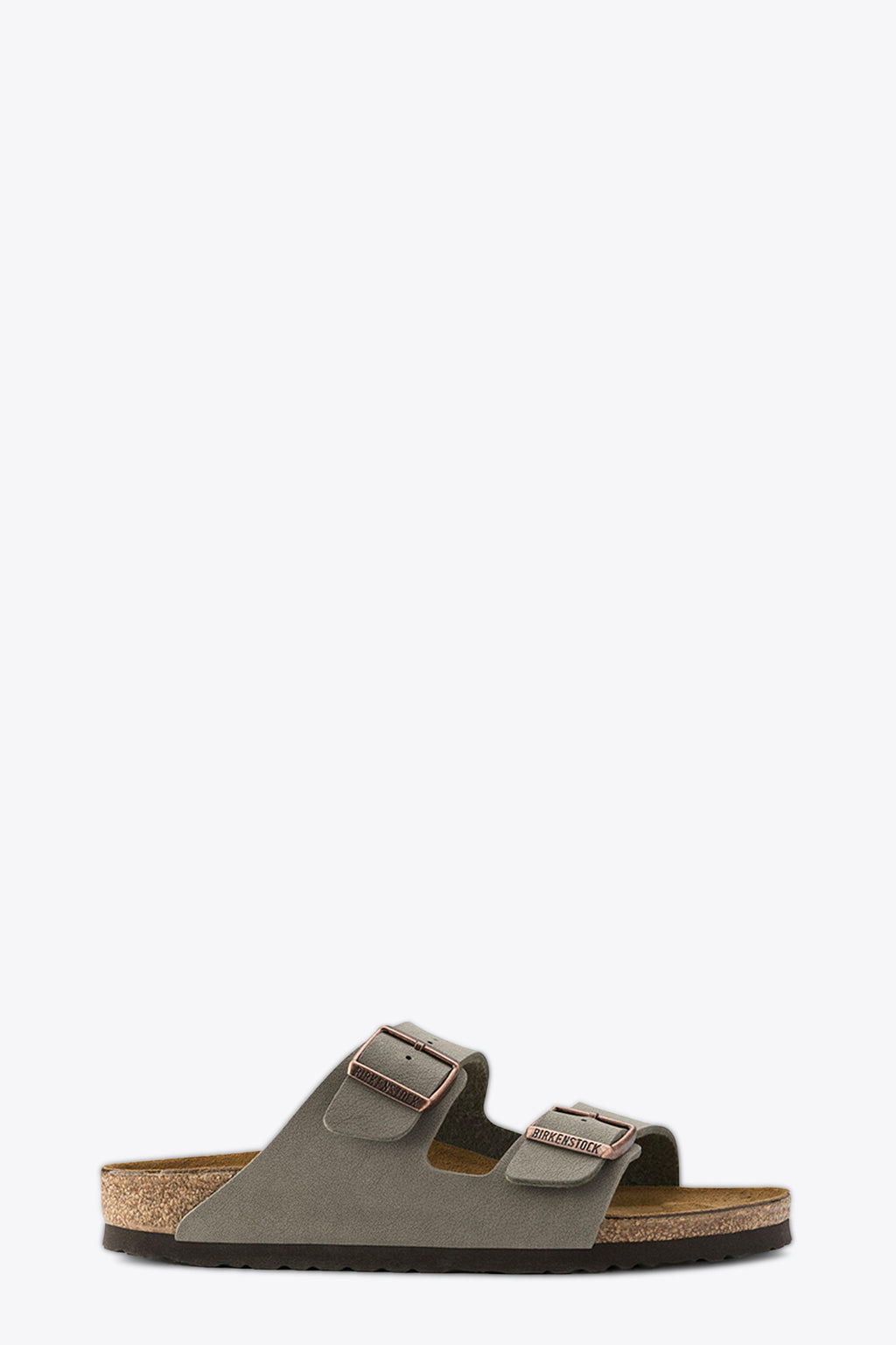 BIRKENSTOCK Sandalo in pelle sintetica grigia con due fibbie