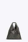 Charcoal grey distressed leather big Japanese tote bag 
