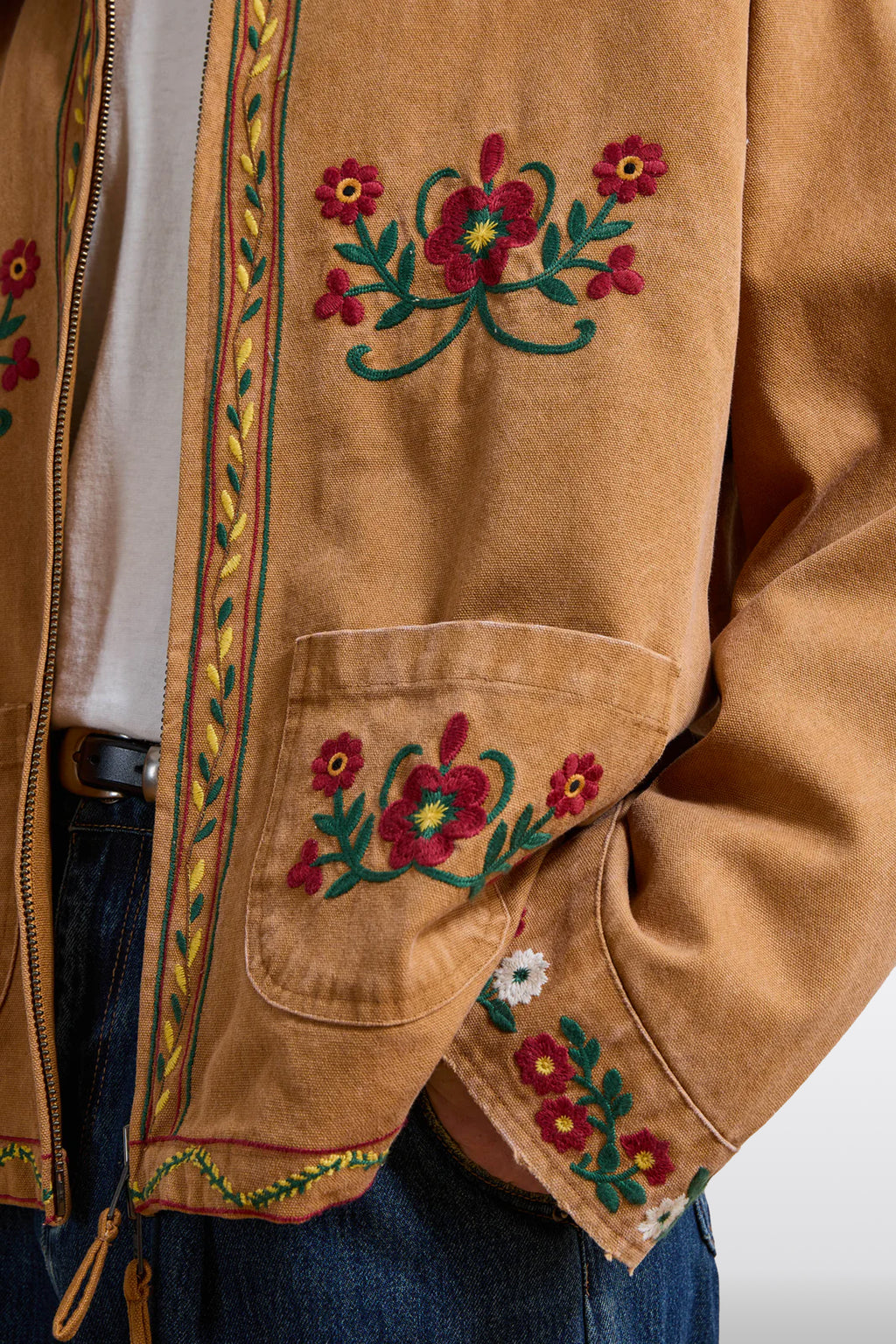 alt-image__Camel-brown-washed-canvas-jacket-with-floral-embroidery---Rosette-Canvas-Work-Jacket