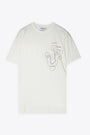 White cotton t-shirt with drawing print 