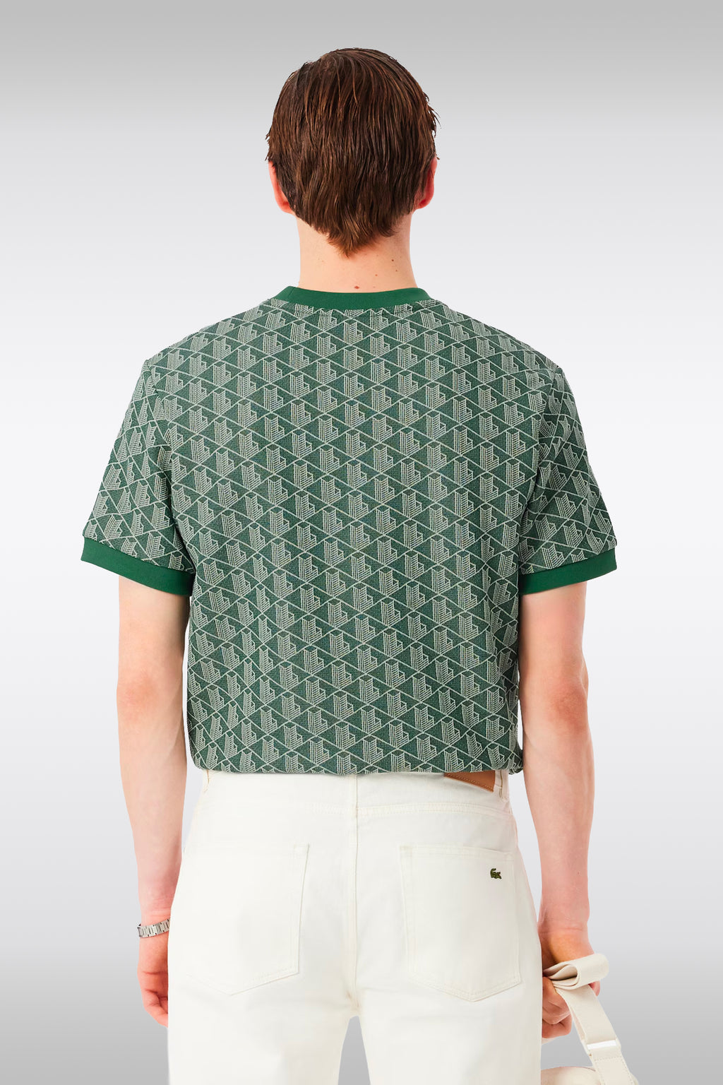 alt-image__T-shirt-verde-con-motivo-jacquard-monogram