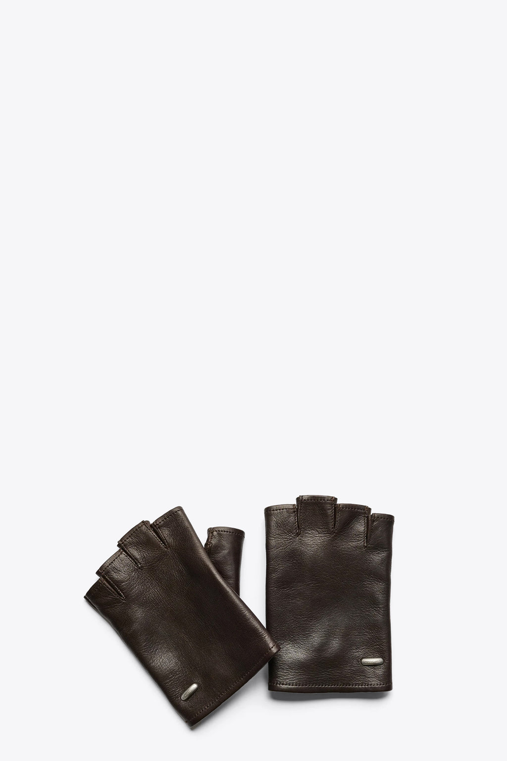 alt-image__Guanti-a-dita-corte-in-pelle-marroni-con-logo-in-metallo---Biker-Gloves