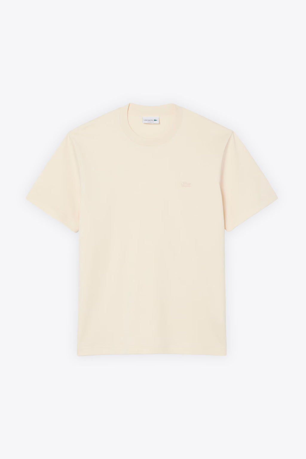 alt-image__T-shirt-in-cotone-color-panna-con-logo-ricamato-al-petto-tono-su-tono