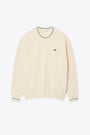 Off white cotton knitted sweater with small logo embroidery 