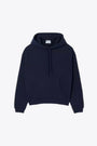 Felpa con cappuccio in cotone blu navy con logo al petto 