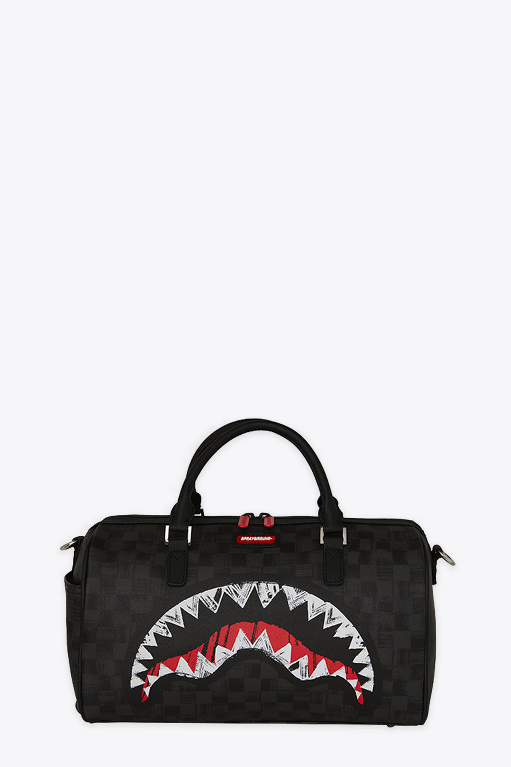 alt-image__Bauletto-in-pvc-nero-a-scacchi-con-bocca-shark---Scribble-Shark-Mini-Duffle