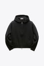 DOUBLE FACE WOOL AND BLEND HOODIE ZIP-UP-Nero 