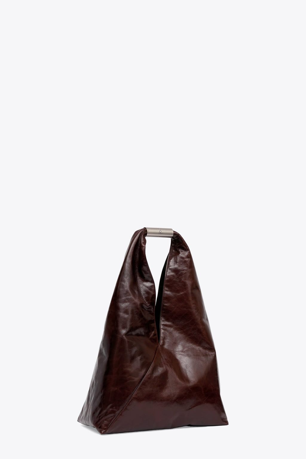 alt-image__Borsa-Japanese-grande-in-pelle-vernicita-marrone-con-manico-in-metallo