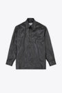 Camicia nera in lino cerato con maniche lunghe 