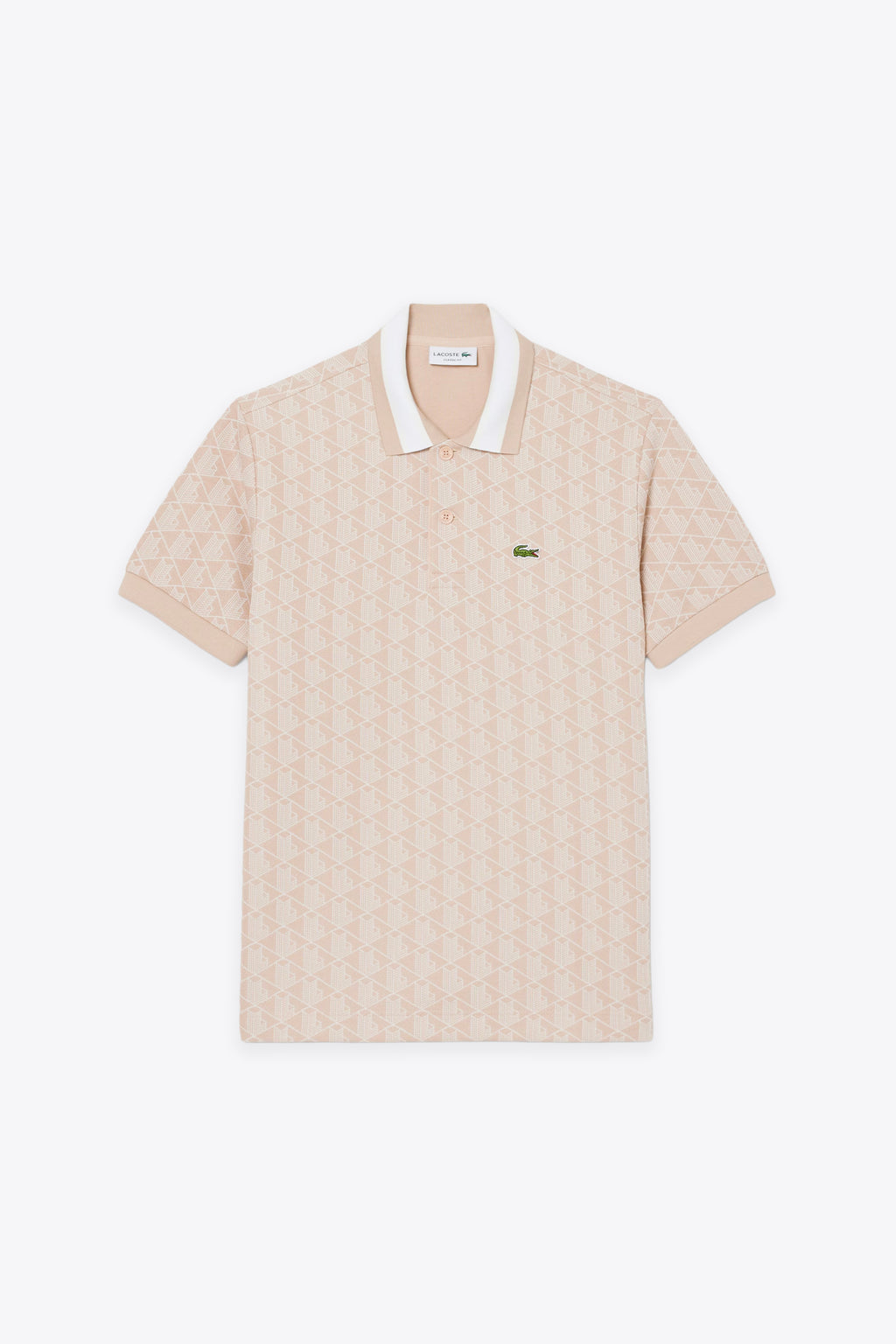 alt-image__Polo-beige-con-motivo-jacquard-monogram-con-maniche-corte