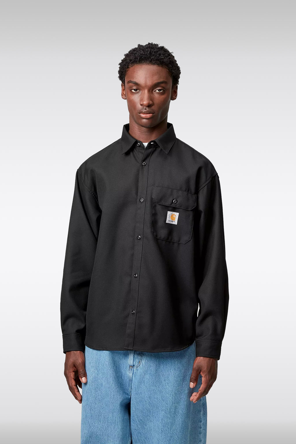 alt-image__Camicia-loose-fit-nera-in-twill-con-maniche-lunghe---L/S-Ray-Shirt