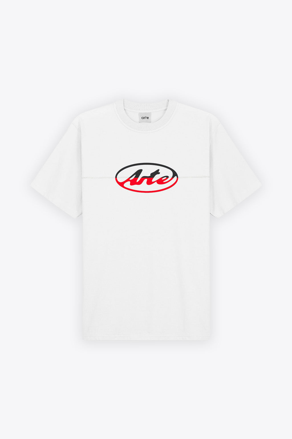 alt-image__T-shirt-bianca-in-cotone-con-logo-multicolor-e-cucitura-frontale---Circle-Logo-Cut-T-shirt