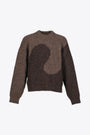 Pullover in lana marrone con motivo swirl - Unisex Swirl Wool Crewneck Knit 