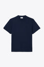 T-shirt in cotone blu navy con logo al petto tono su tono 