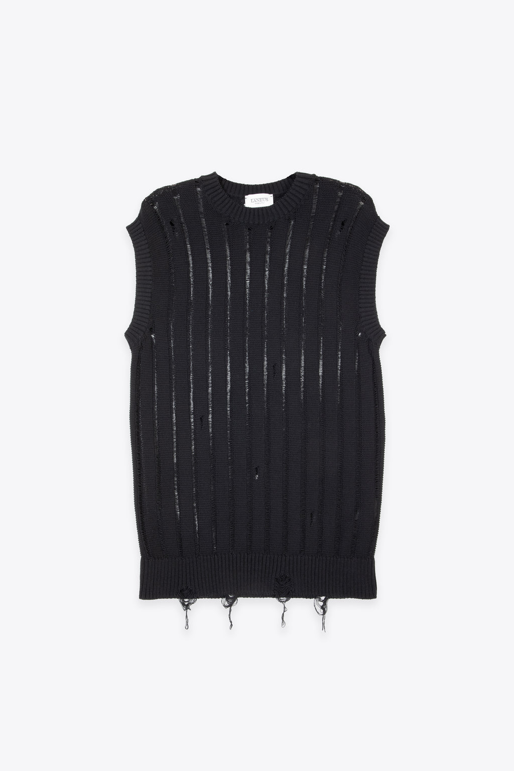 alt-image__Smanicato-nero-in-maglia-di-cotone-a-coste-con-rotture