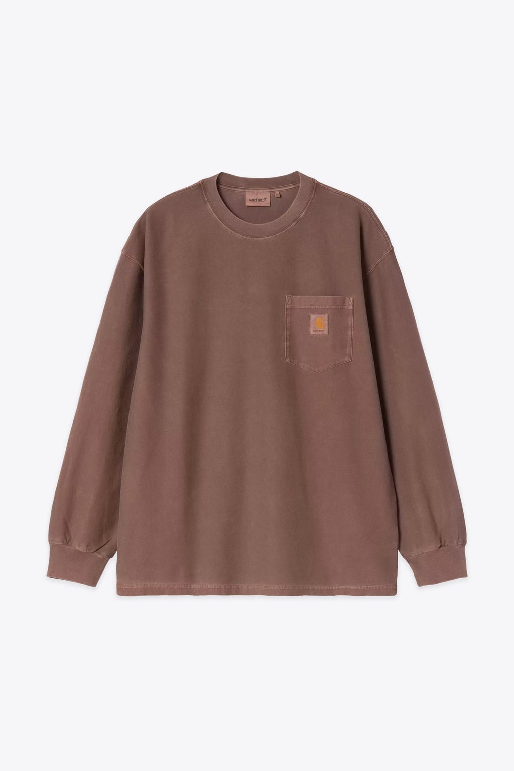alt-image__T-shirt-marrone-in-cotone-tinto-in-capo-con-maniche-lunghe-e-tasca-al-petto---L/S-Loose-Pocket-T-Shirt