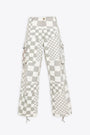 Pantalone cargo in cotone a scacchi bianco/grigio - Unisex Printed Cargo Pants Woven 