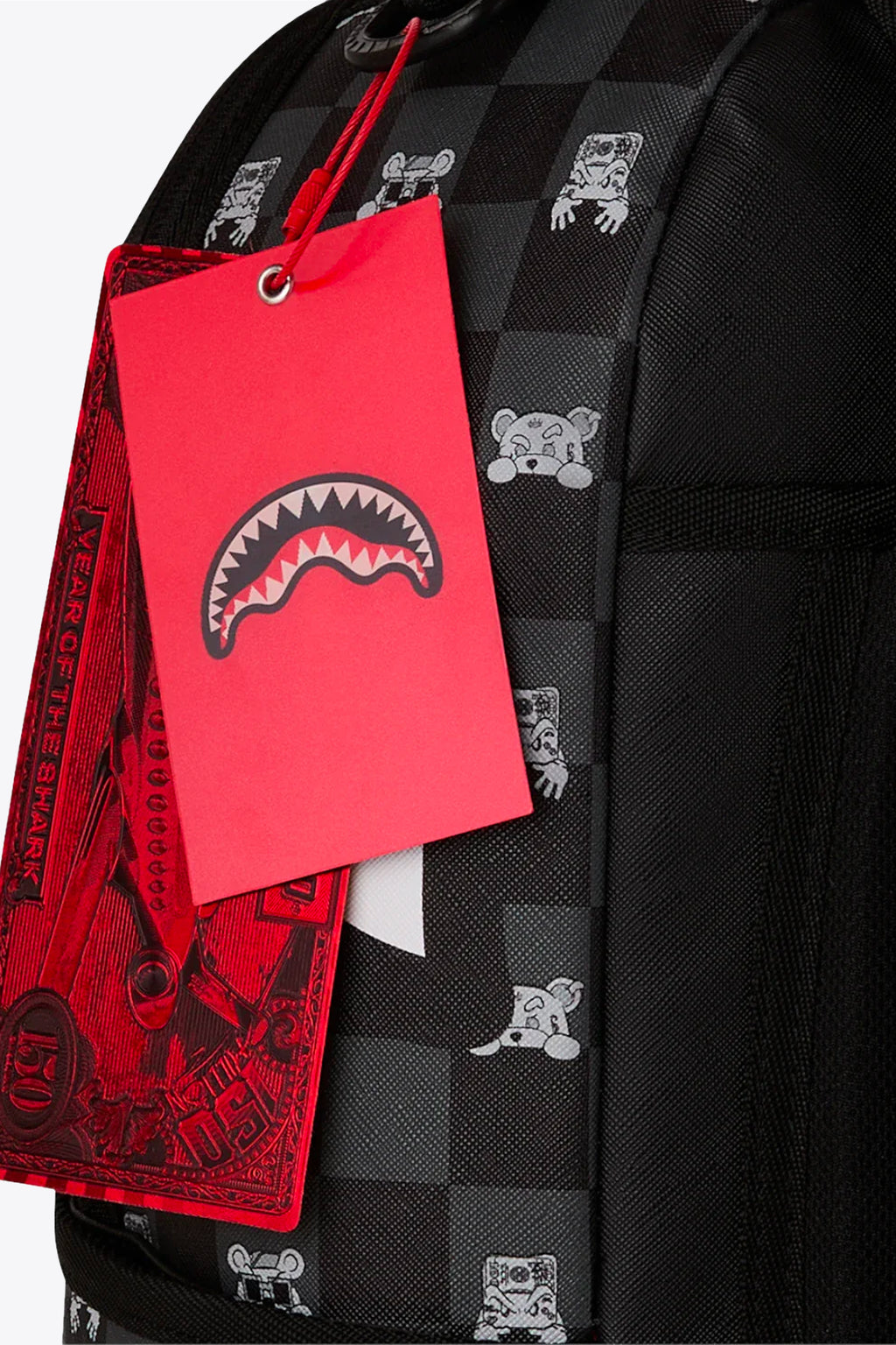 alt-image__Zaino-in-pvc-nero-a-scacchi-con-stampa-grafica---Peeking-Character-Check-Backpack
