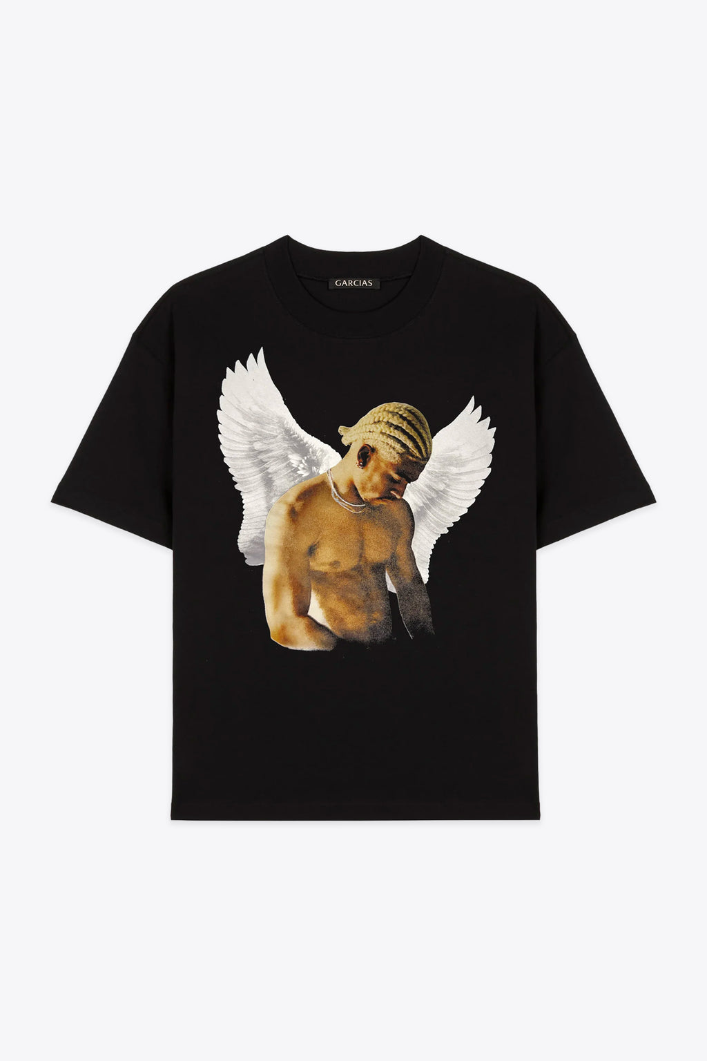 alt-image__T-shirt-nera-in-cotone-con-stampa-fotografica---Guardian-Angel-Tee