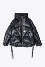 Black shiny nylon hooded puffer jacket - Puff khris iconic shiny 