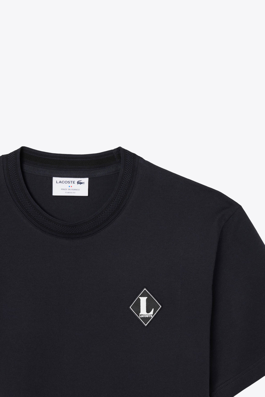 alt-image__T-shirt-nera-in-cotone-con-girocollo-ricamato-e-logo-a-rombo-al-petto