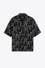 Camicia nera in cotone con ricamo monogram all-over -  Embroidered Initial Overshirt 