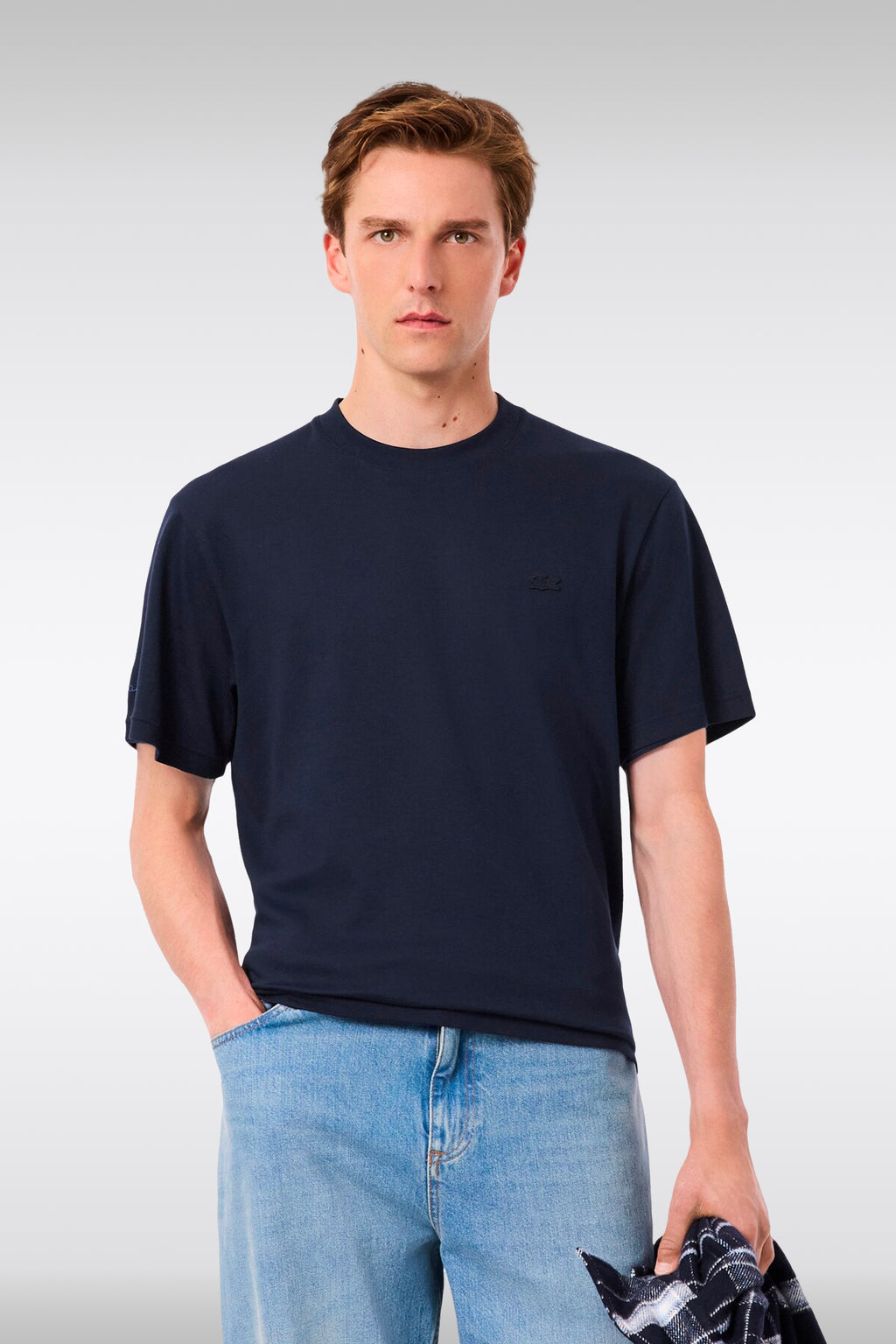alt-image__Navy-blue-cotton-t-shirt-with-tonal-logo-at-chest
